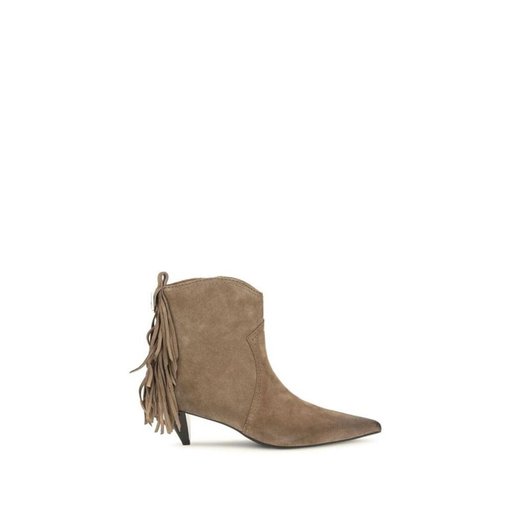 PINKO Beige Calf Leather Bos Taurus Ankle Women's Boots